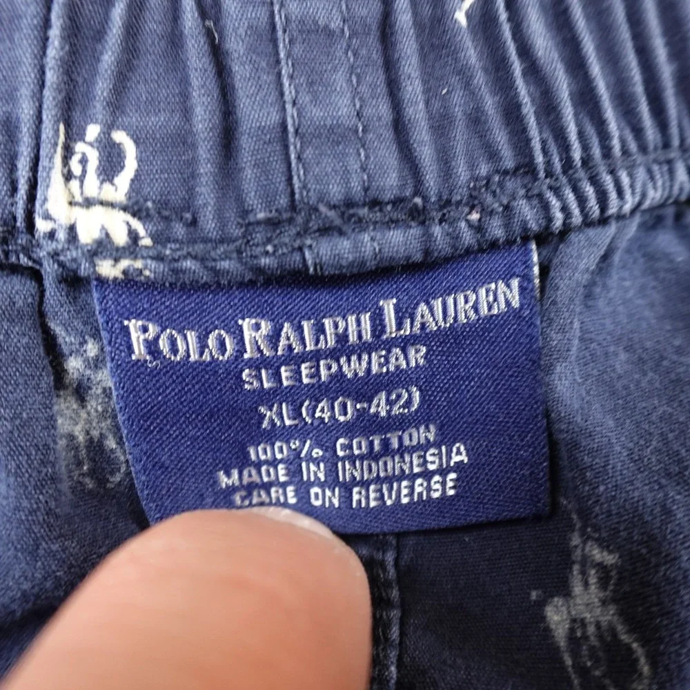 VTG Polo Ralph‎ Lauren Pant Mens XL Blue Pony Pull On Sleepwear Pajama Bottoms